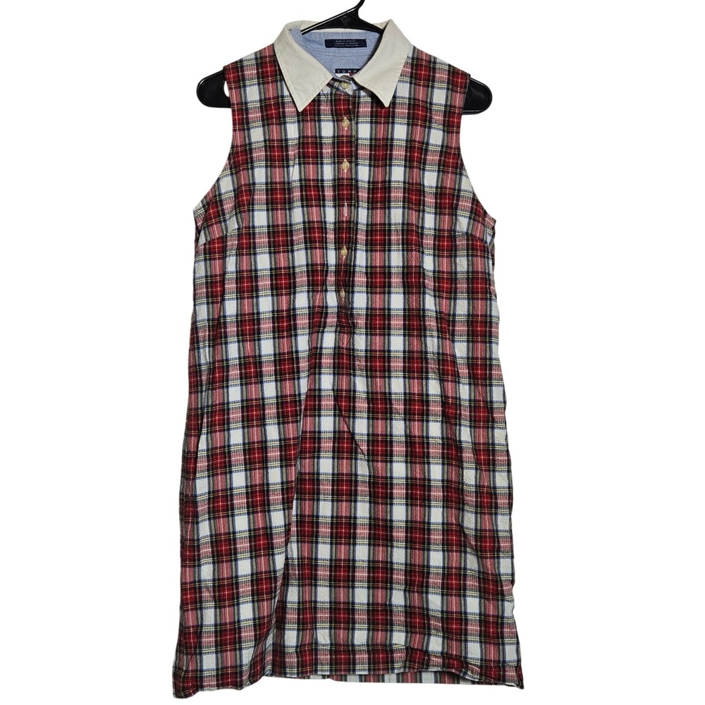 Vintage Tommy Hilfiger Plaid Sleeveless Dress 12 90s Preppy Academia Americana